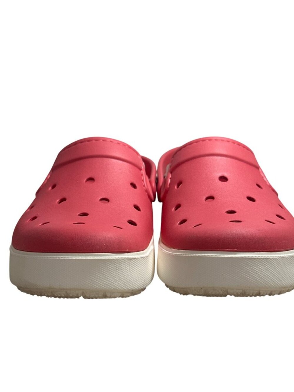Crocs CitiLane Mary Jane Clogs Women’s Size 6 Coral/Red White Comfort Casual - Picture 3 of 7